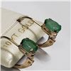 Image 2 : 61) 10K YELLOW GOLD EMERALD EARRINGS