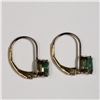Image 3 : 61) 10K YELLOW GOLD EMERALD EARRINGS