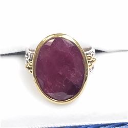 70) GOLD-PLATED STERLING SILVER RUBY RING SIZE 5