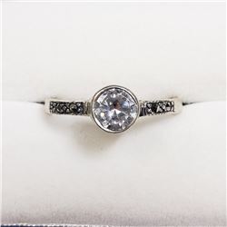 72) STERLING SILVER CUBIC ZIRCONIA MARCASITE RING