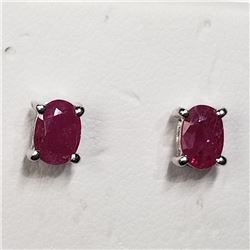 74) STERLING SILVER RUBY EARRINGS