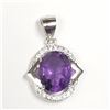Image 2 : 76) ST. SILVER AMETHYST CZ EARRING & PENDANT SET