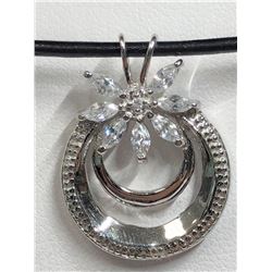 77) STERLING SILVER CUBIC ZIRCONIA NECKLACE