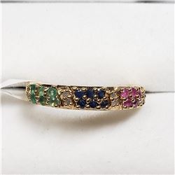 83) GOLD-PLATED STERLING SILVER GEMSTONE RING