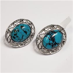 84) STERLING SILVER TURQUOISE EARRINGS