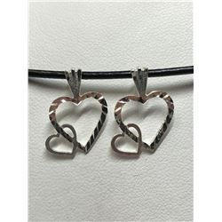 85) STERLING SILVER 2 HEART NECKLACE