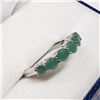 Image 2 : 89) STERLING SILVER 7 EMERALD RING SIZE 6.25