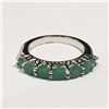 Image 3 : 89) STERLING SILVER 7 EMERALD RING SIZE 6.25