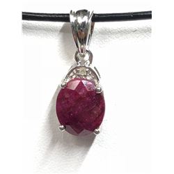90) STERLING SILVER RUBY DIAMOND NECKLACE