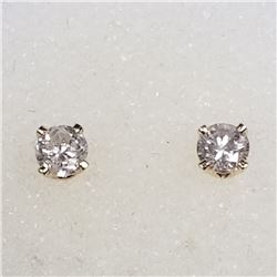 92) 14K YELLOW GOLD 2 DIAMOND EARRINGS
