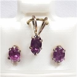 94) STERLING SILVER RUBY EARRING AND PENDANT SET
