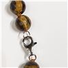 Image 2 : 95) STERLING SILVER TIGER EYE BEADED NECKLACE