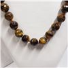 Image 3 : 95) STERLING SILVER TIGER EYE BEADED NECKLACE