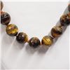 Image 4 : 95) STERLING SILVER TIGER EYE BEADED NECKLACE