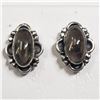 Image 1 : 99) STERLING SILVER SMOKEY QUARTZ EARRINGS