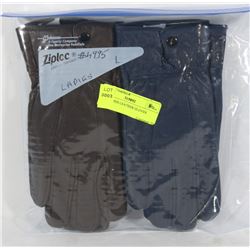 2PK LADIES LEATHER GLOVES LARGE
