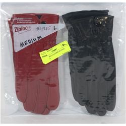 2PK LADIES LEATHER GLOVES MEDIUM