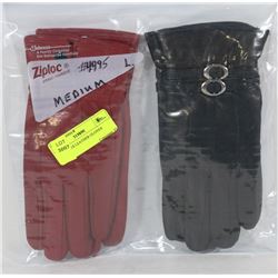 2PK LADIES LEATHER GLOVES MEDIUM
