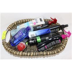 WICKER BASKET/ W ASSORTED HAIR & SKIN PRODUCTS