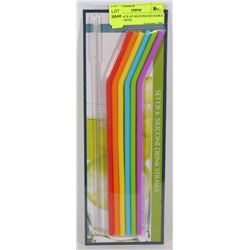NEW 6 PACK OF SILICONE REUSABLE STRAWS WITH