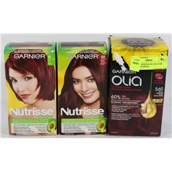 3 NEW GARNIER HAIR COLOURS (ASSORTED REDS)