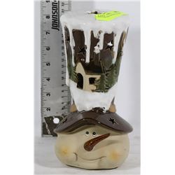 SNOWMAN TEALIGHT HOLDER.