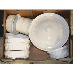 FRENCH WHITE CORNING WARE AND SERVING DISHES