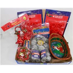 FLAT OF CHRISTMAS DECORATIONS AND COOKIE CUTTERS