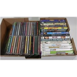 LOT OF ESTATE DVD'S WITH XBOX 360 GAMES & CD'S