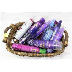 WICKER BASKET/ W ASSORTED HAIR PRODUCTS