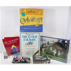 NEW BOX WITH ASSORTED GAMES INCLUDING PICTIONARY