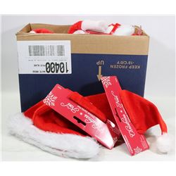 BOX OF PLUSH SANTA HATS