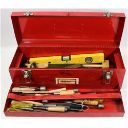 TOOLBOX WITH FILES, SAWS, AND MORE