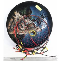 BEADED DREAM CATCHER AND WOLF SCREEN.