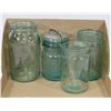Image 1 : FOUR AQUA BLUE MASON JARS.