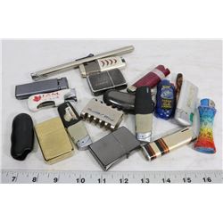 BOX WITH COLLECTIBLE LIGHTERS INCLUDES ZIPPO LIGHT