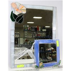 LOT OF TWO DECORATIVE STAIN GLASS STYLE MIRRORS