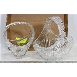 LOT OF 2 CRYSTAL BASKETS