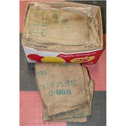 12 BURLAP BAGS.
