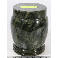 MARBLE DESIGN STONE LIDDED JAR/URN, 7" TALL