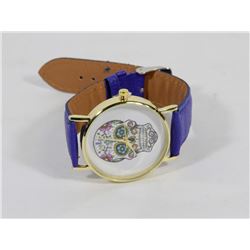NEW SUGAR SKULL  WATCH WITH BLUE STRAPS.