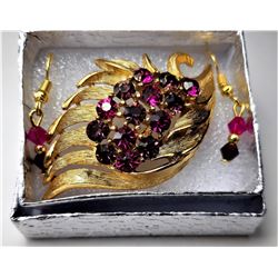 16) VINTAGE GOLD TONE & PURPLE & HOT PINK