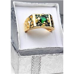 23)  GOLD FILLED EMERALD CRYSTAL FASHION
