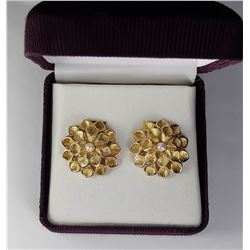 13)  VINTAGE BOUCHER GOLD TONE & PEARL