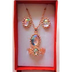 7)  IRIDESCENT CRYSTAL OVAL EARRINGS