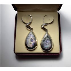 8)  MEXICAN SILVER & ABALONE PEAR SHAPED