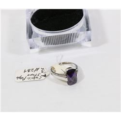6) NEW CUBIC PURPLE STONE, STERLING SILVER .925