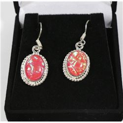 #62-AUSTRALIAN TRIPLE FIRE OPAL  EARRING