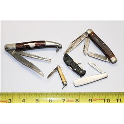 5 VINTAGE POCKET KNIVES INCLUDING ONE MADE IN