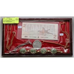 LOT OF ASSORTED COLLECTIBLES INCLUDING $2.00 BILL